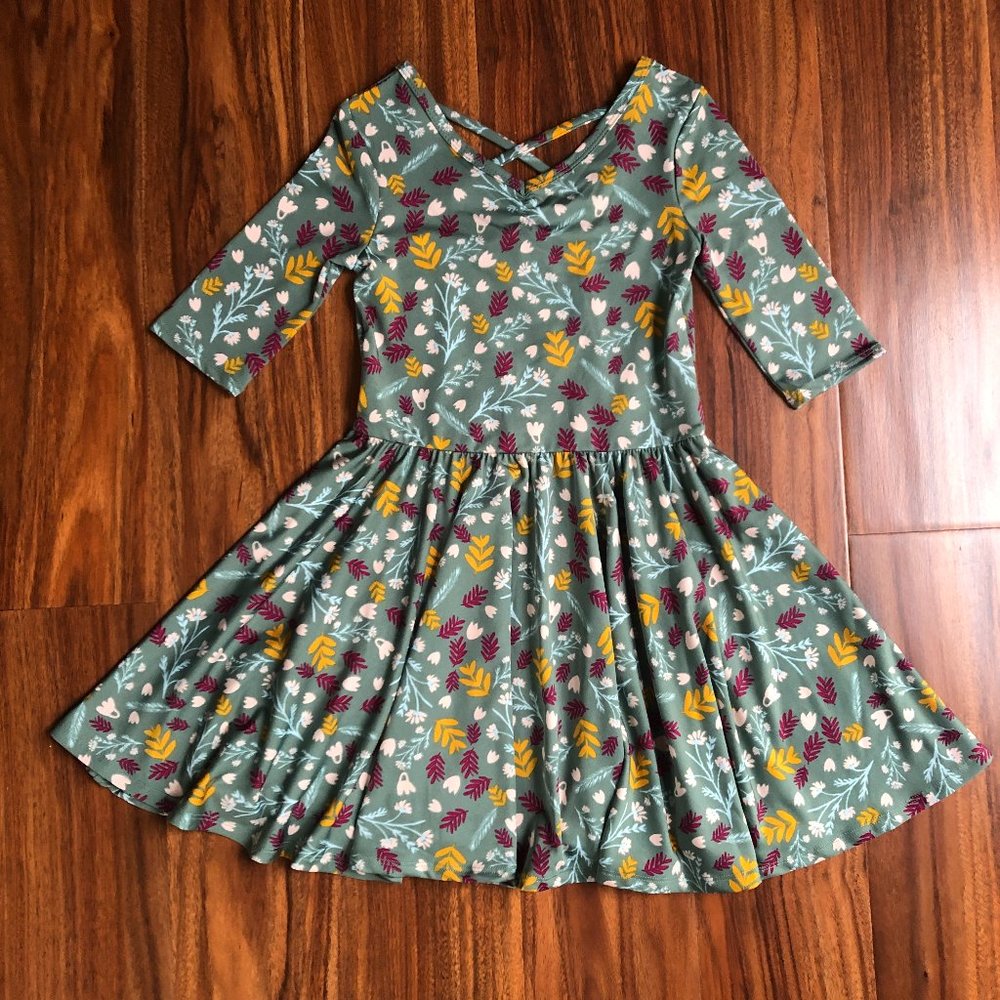 NWT Dot Dot Smile Ballerina Dress Sage Wildflowers 5/6